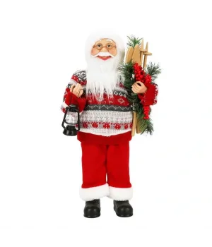 Gaz Lambası Taşıyan Noel Baba Dekoratif Biblo 46 cm