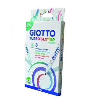 Giotto Turbo Glitter Simli Keçeli Kalem 8 Renk Pastel Tonlar