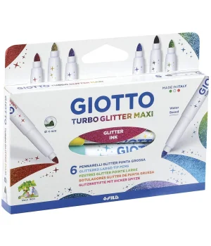 Giotto Turbo Maxi Glitter Kalın Uçlu Simli Keçeli Kalem 6 Renk