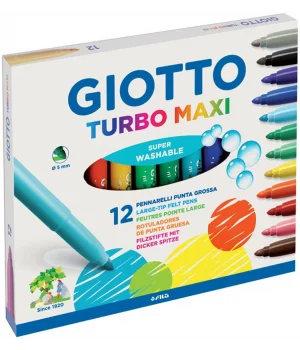 Giotto Turbo Maxi Kalın Uçlu Keçeli Boya Kalemi 12 Renk