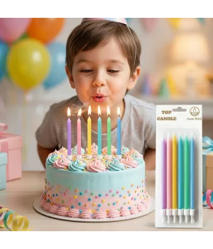 Gökkuşağı Renkleri Pasta Mumu Seti 15 cm 6 Parça
