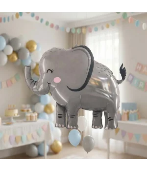 Gri Sevimli Fil Şekilli Folyo Balon