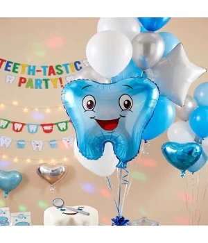 Gülen Diş Folyo Balon - Mavi / Pembe