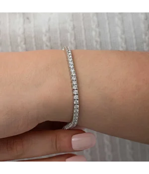 Gümüş 3.5 mm Beyaz Taşlı Su Yolu Kadın Bileklik