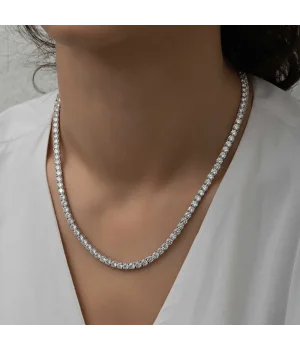 Gümüş 4 mm Beyaz Taşlı Su Yolu Kadın Kolye