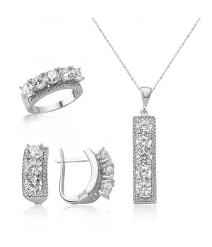 Gümüş 5 Taş Bayan Set