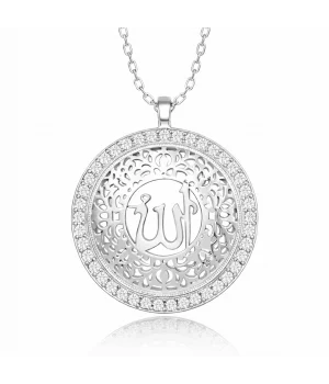 Gümüş Allah Yazılı Kadın Kolye