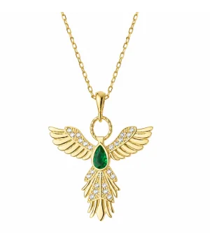 Gümüş Anka Kuşu Figürlü Gold Kadın Kolye