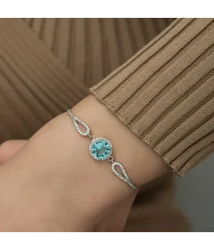 Gümüş Aquamarine Bayan Bileklik