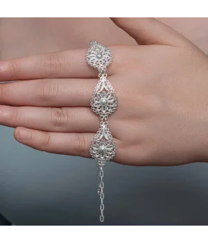Gümüş Damla Papatya Telkari Kadın Bileklik
