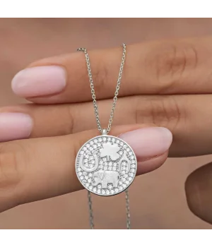 Gümüş Fil Motifli Şans Kadın Kolye