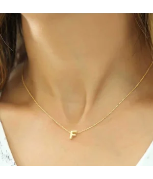 Gümüş Gold 3 Boyutlu F Harf Bayan Kolye