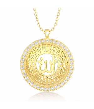 Gümüş Gold Allah Yazılı Kadın Kolye