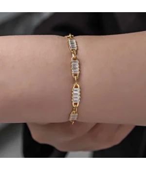 Gümüş Gold Baget Taşlı Kadın Bileklik
