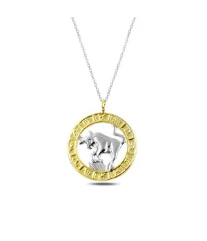 ​Gümüş Gold Boğa Burcu Kolye