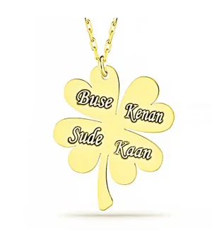 Gümüş Gold Dört Yaprak İsimli Yonca Bayan kolye