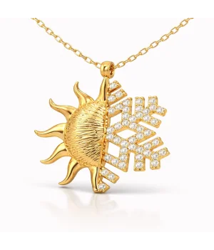 Gümüş Gold Güneş Kartanesi Bayan Kolye
