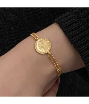 Gümüş Gold Kaplama Tuğralı Kadın Bileklik