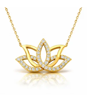 Gümüş Gold Lotus Çiçeği Kadın Kolye