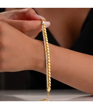 Gümüş Gold Pullu Su Yolu Kadın Bileklik