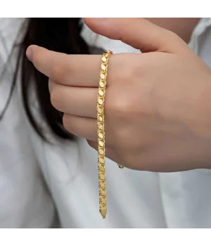 Gümüş Gold Pullu Zincir Kadın Bileklik