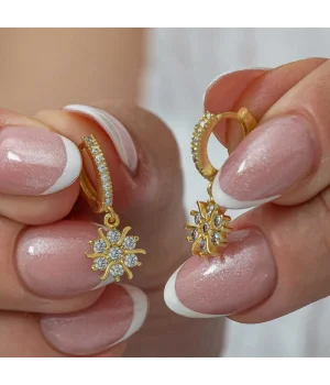 Gümüş Gold Sallantılı Güneş Kadın Küpe