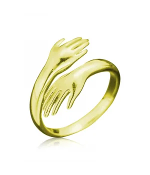 Gümüş Gold Sarılan Eller Yüzük