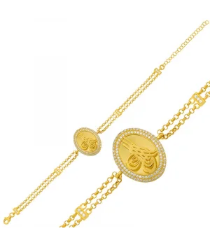 Gümüş Gold Tuğralı Bayan Bileklik