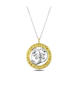 Gümüş Gold Yengeç Burcu Kolye