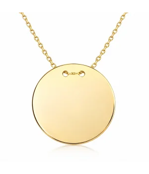 Gümüş Gold Yuvarlak Plaka Kolye