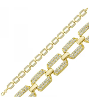 Gümüş Gold Zirkon Taşlı Kadın Bileklik