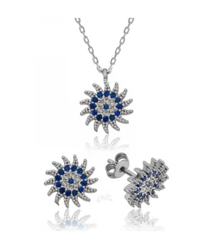 Gümüş Güneşli Nazar Bayan Set