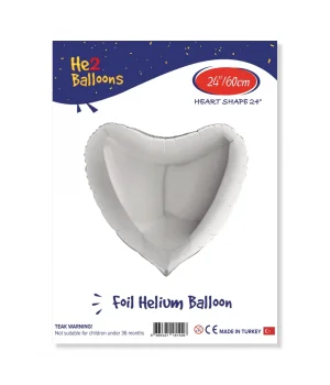 Gümüş Kalp Folyo Balon 24
