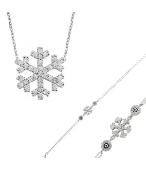 Gümüş Kar Tanesi Bayan Set