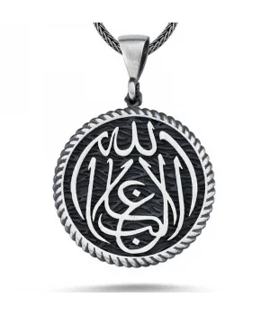 Gümüş La Galiba İllallah Yazılı Gümüş Kolye