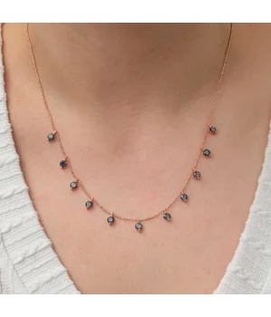 Gümüş Mistik Topaz Taşlı Rose Şans Kadın Kolye