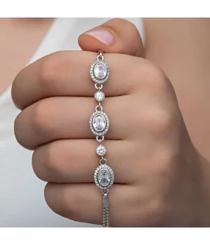 Gümüş Oval Taşlı Kadın Bileklik