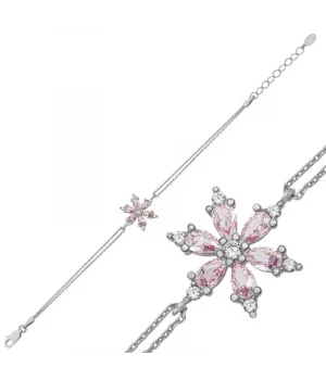 Gümüş Pembe Lotus Çiçeği Kadın Bileklik