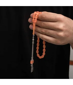 Gümüş Püskül Sıkma Kehribar Tesbih