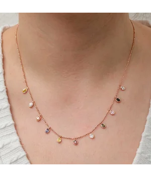 Gümüş Renkli Oval Taşlı Şans Kadın Kolye