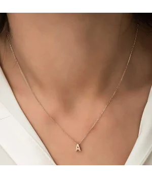 Gümüş Rose 3 Boyutlu A Harf Bayan Kolye