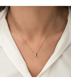 Gümüş Rose 3 Boyutlu İ Harf Bayan Kolye