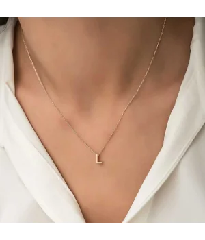 Gümüş Rose 3 Boyutlu L Harf Bayan Kolye