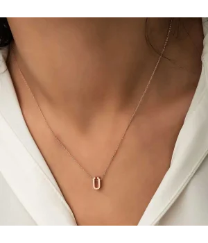 Gümüş Rose 3 Boyutlu Ü Harf Bayan Kolye