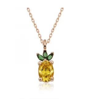 ​Gümüş Rose Ananas Figür Meyve Kolye
