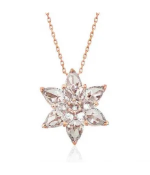 Gümüş Rose Beyaz Lotus Çiçeği Kolye