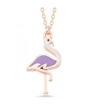 Gümüş Rose Flamingo Kadın Kolye