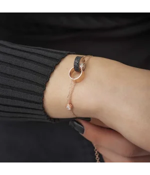 Gümüş Rose İç İçe Geçmiş Halka Bileklik