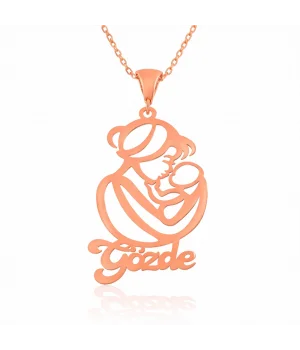Gümüş Rose İsimli Anne Çocuk Sevgisi İsimli Kolye