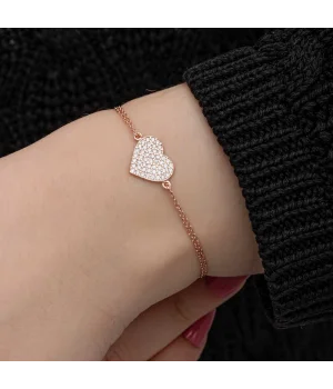 Gümüş Rose Kalp Kadın Bileklik